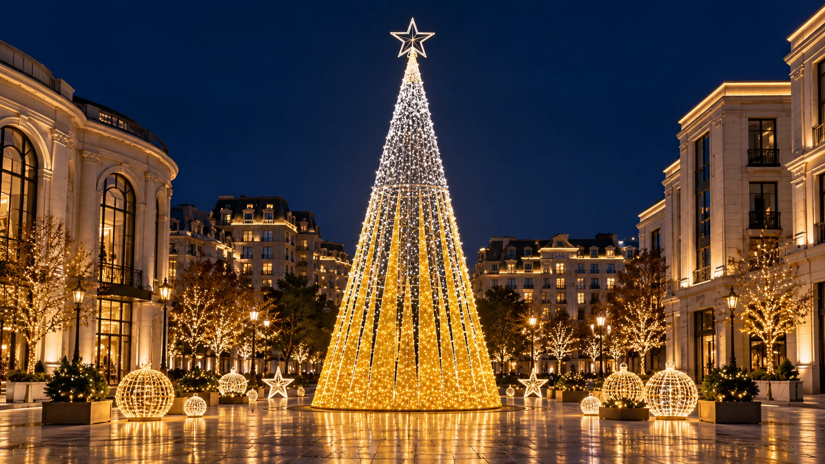 Decorative lighting concept for commercial Christmas lighting